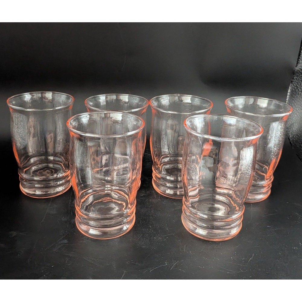 Vintage Macbeth-Evans Pink Depression Juice Glasses Set of 6
